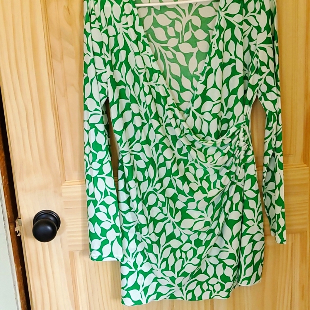Green and white leaf dress